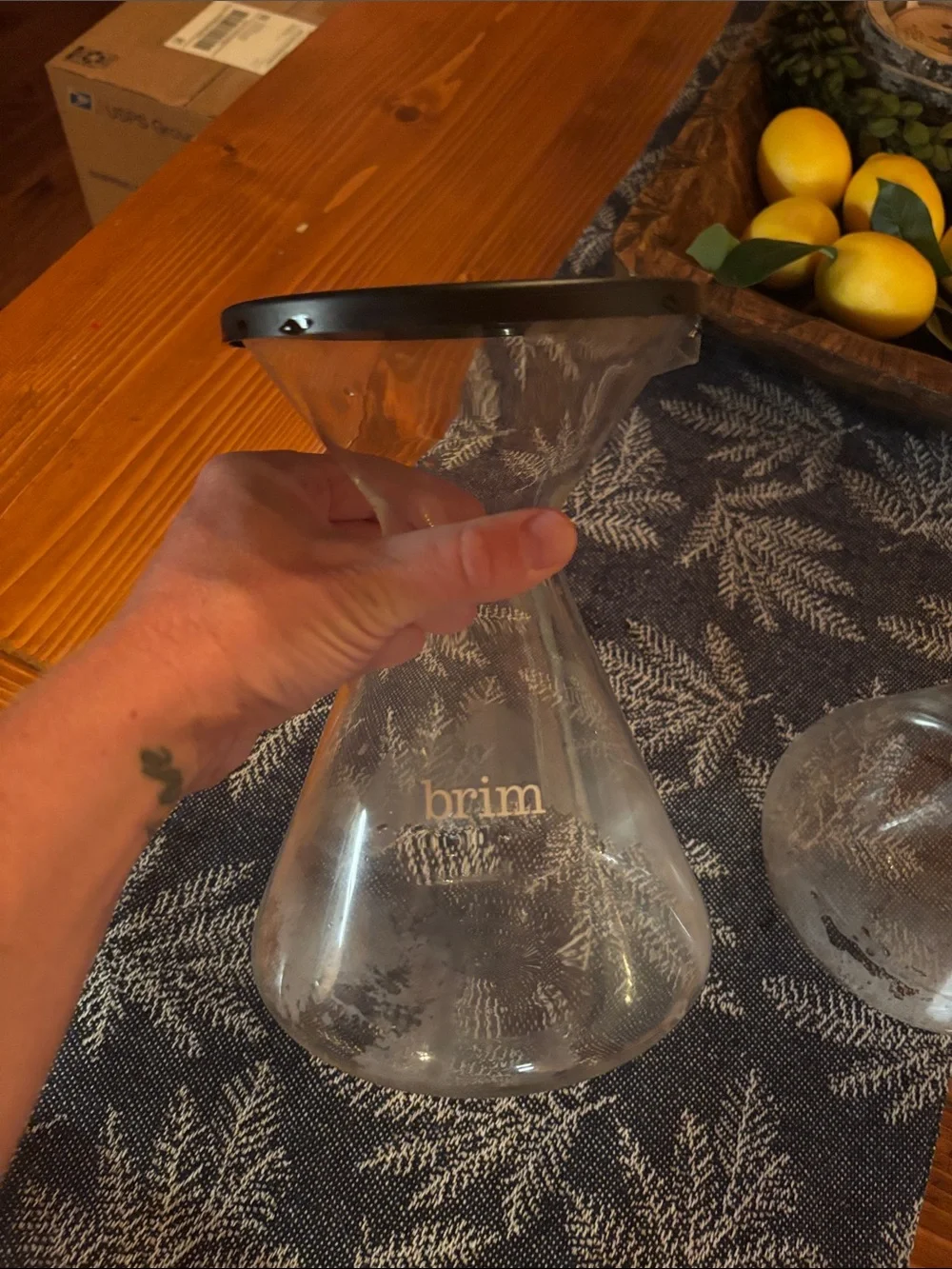 Brim Glass Pour-Over Coffee Makers with Black Lids (Set of 2)